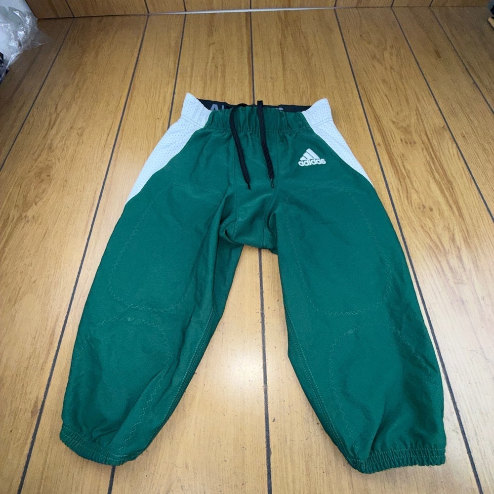Adidas Football Pants Boys Small Green White Padded Pockets‎ Athletic Practice